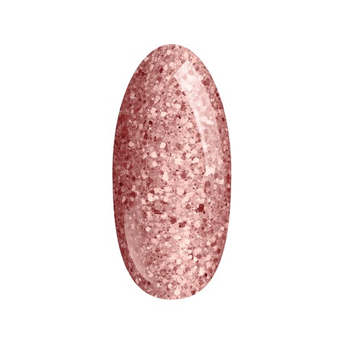 brokatowy lakier hybrydowy w kolorze brzoskwini RI6