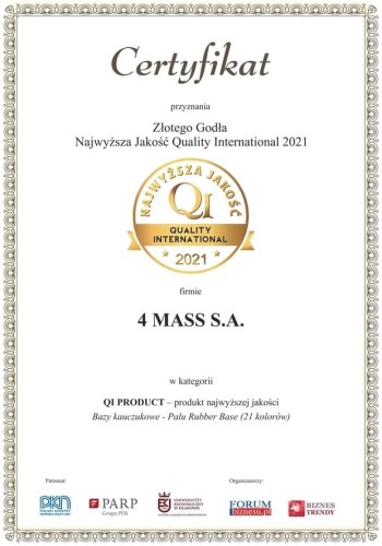 Złote Godło Najwyższej Jakości 2021 dla baz kauczukowych Palu Rubber
